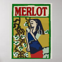 Poster de vin Merlot vintage