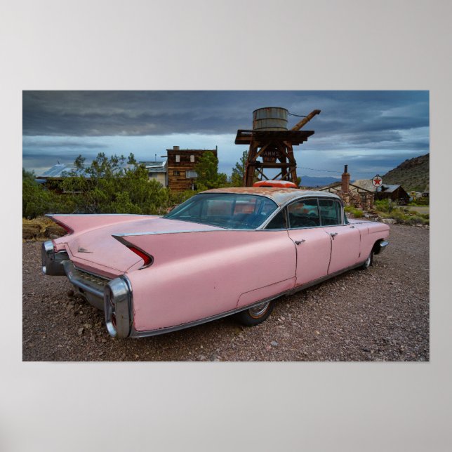 POSTER DE VOITURE CLASSIQUE ROSE (Devant)