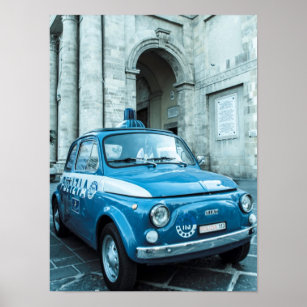 Poster de voiture de police Fiat 500, Cinquecento,