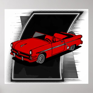 Poster de voiture des années 50 vintages