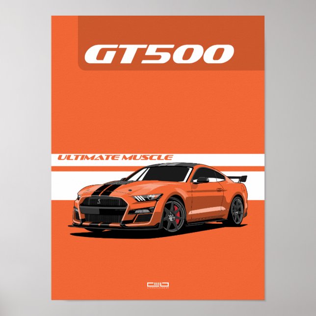 Poster de voiture musculaire GT500 - Orange (Devant)