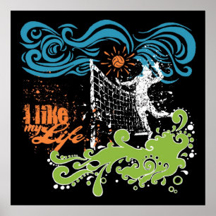 Poster de volleyball "J'aime MA vie"