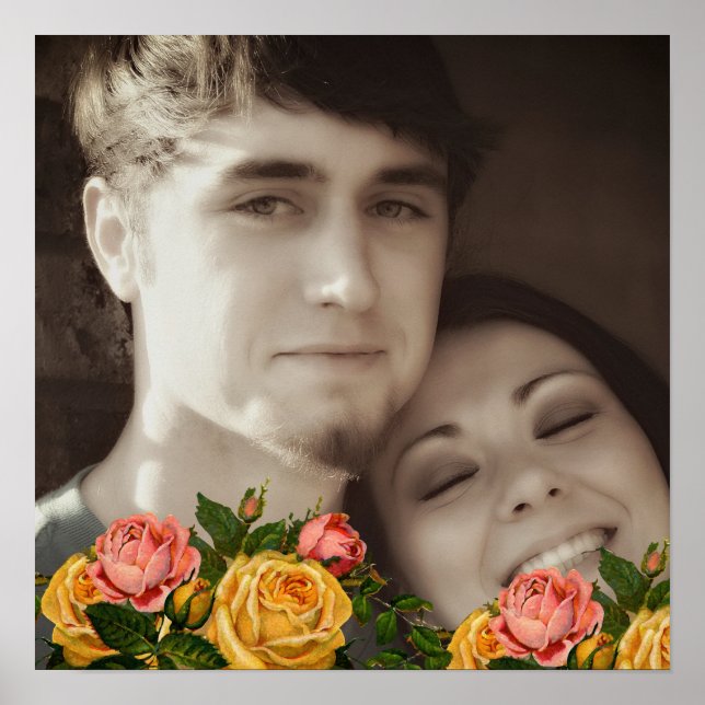 Poster de votre Mariage photo pour Roses vintages (Devant)