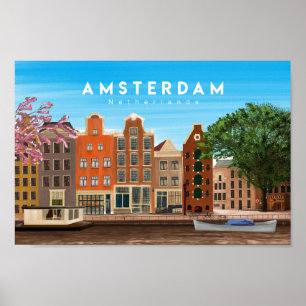 poster de voyage à Amsterdam Pays-Bas