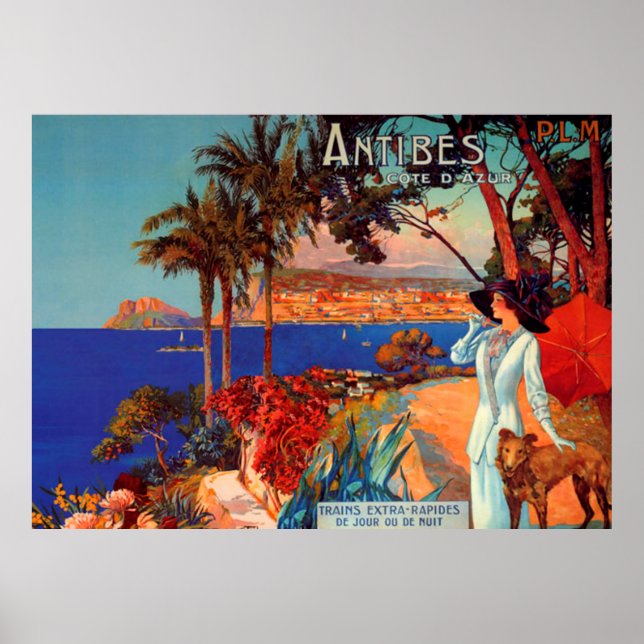 Poster de voyage Antibes Côte d'Azur vintage (Devant)