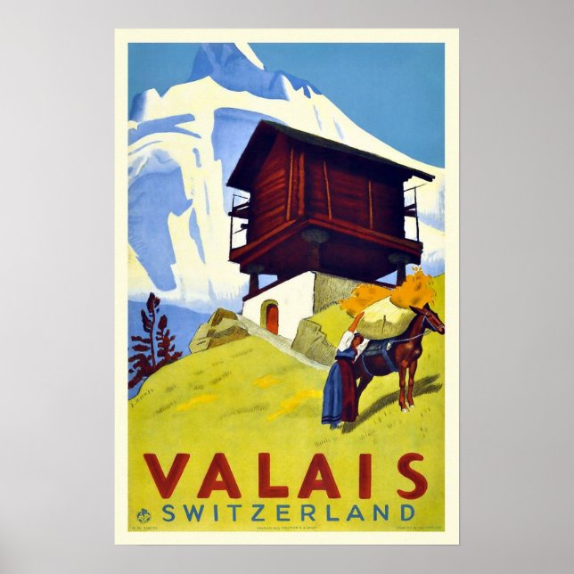Poster de voyage Art déco des Alpes suisses vintag (Devant)