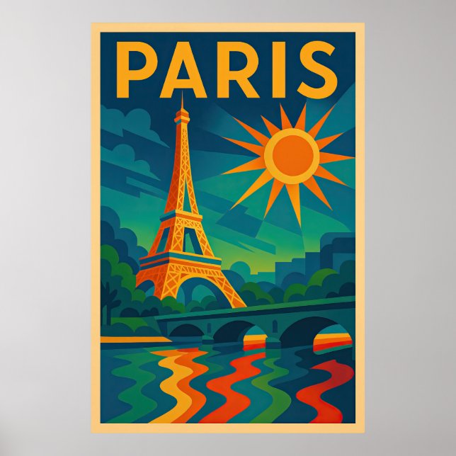 Poster de voyage Art déco Paris - Tour Eiffel 1920 (Devant)