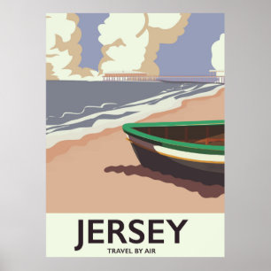 poster de voyage balnéaire vintage Jersey