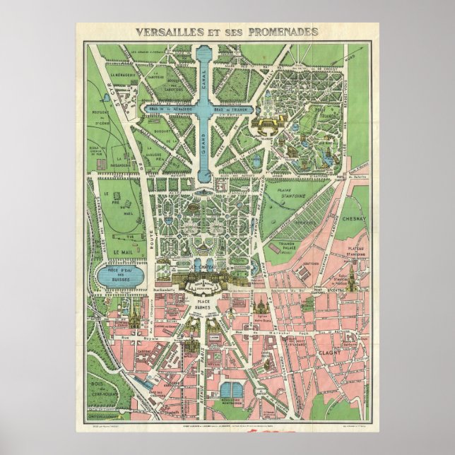 Poster de voyage Carte de Versailles vintage (Devant)
