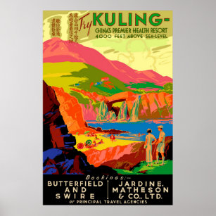 Poster de voyage chinois Vintage Kuling.