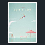 Poster de voyage Côte d'Azur Plongée Vintage<br><div class="desc">Affiche de voyage de style vintage d'une femme plongée dans une piscine de la Côte d'Azur France,  inspirée des affiches de voyage des années 1920. Texte Visit Côte d'Azur. Illustration dessinée à la main et numériquement par VintageTravelPosters.co.</div>