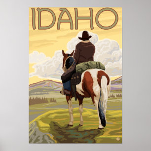 Poster de voyage Cowboy & HorseIdahoVintage