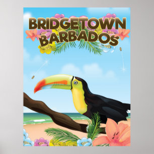Poster de voyage de Bridgetown Barbados Toucan