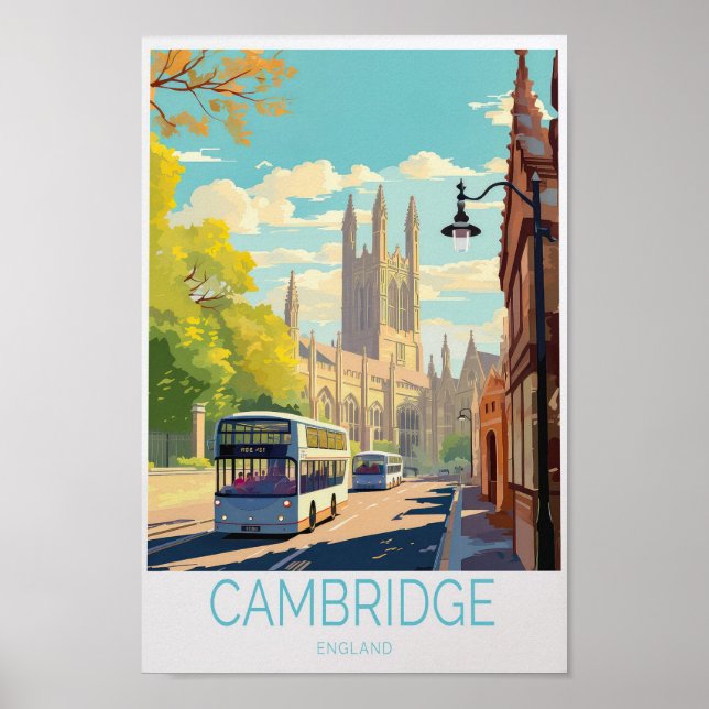 Poster de voyage de Cambridge - Angleterre Wall Ar (Devant)