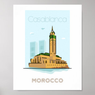 Poster de voyage de Casablanca - voyage au Maroc