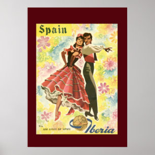 Poster de voyage de danseuse vintage Espagne