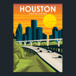 Poster de voyage de Houston Texas Vintage Minimal<br><div class="desc">Houston Texas United States ville skyline rétro et une affiche de voyage numérique minime</div>