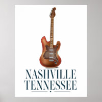 Poster de voyage de la Guitare de Nashville Tennes