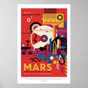 Poster de voyage de la NASA Visiter Mars Space Vin