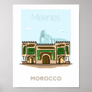 poster de voyage de la ville de Meknès - affiche d