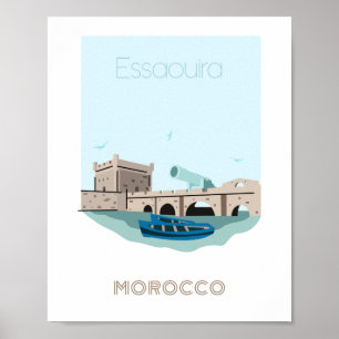 Poster de voyage de la ville d'Essaouira - billet 