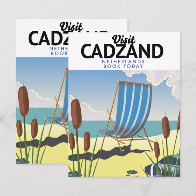 poster de voyage de plage Cadzand Pays-Bas (Devant / Derrière)