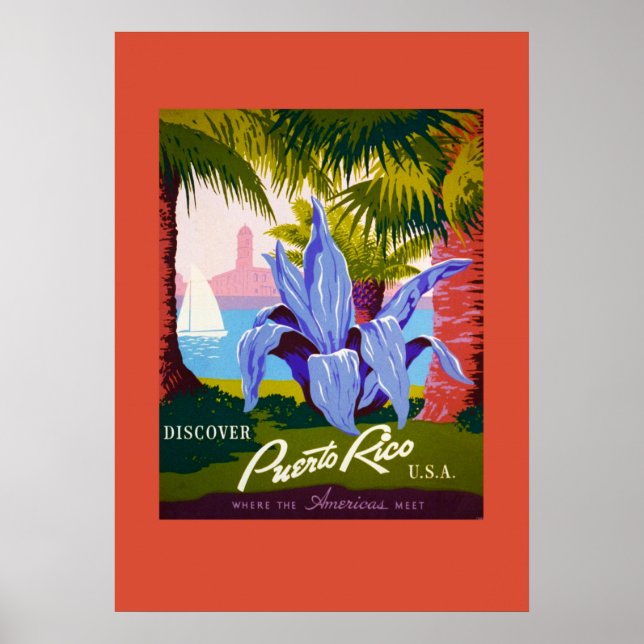 Poster de voyage de Porto Rico vintage (Devant)