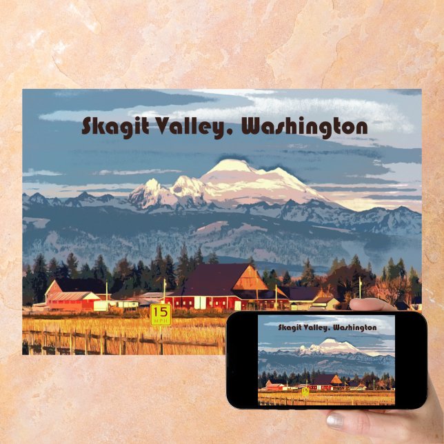 Poster de voyage de Skagit Valley WA Farm Mount Ba (Créateur téléchargé)