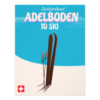 poster de voyage de ski Adelboden Suisse