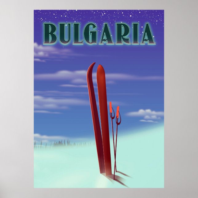 poster de voyage de ski en Bulgarie (Devant)
