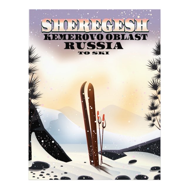 Poster de voyage de ski Sheregesh Russia. (Devant)