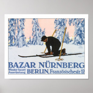 Poster de voyage de ski vintage Nurnburg Allemagne