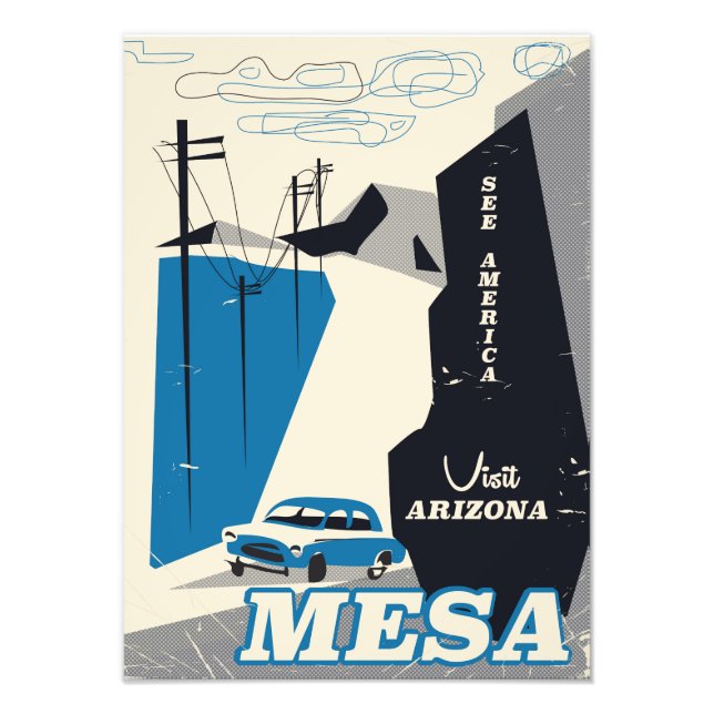 poster de voyage de style vintage Mesa Arizona (Devant)