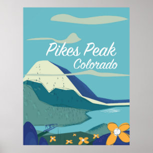 Poster de voyage de style vintage Pikes Peak Color
