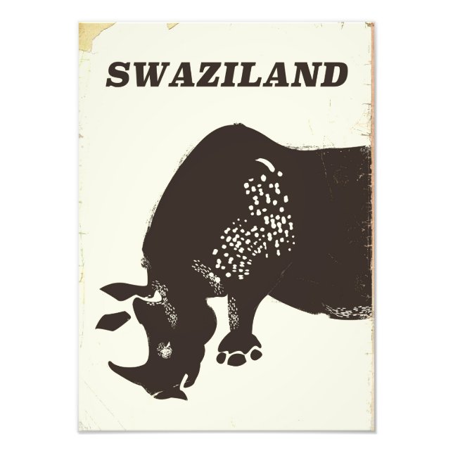 poster de voyage de style vintage Swaziland Rhino (Devant)