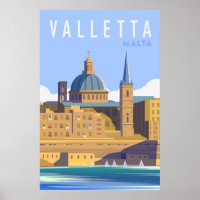 Poster de voyage de Valletta malta moderne