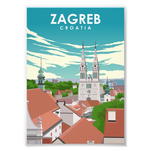 Poster de voyage de Zagreb en Europe (Devant)