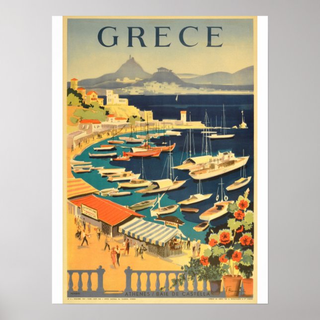 poster de voyage d'époque en Grèce. (Devant)