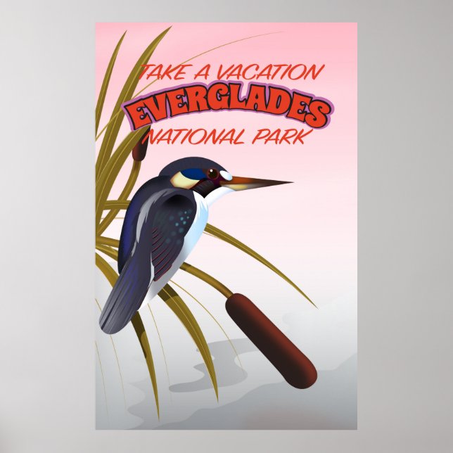 Poster de voyage d'époque Everglades. (Devant)
