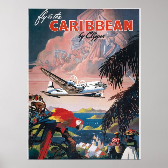 Poster de voyage des Caraïbes vintages (Devant)