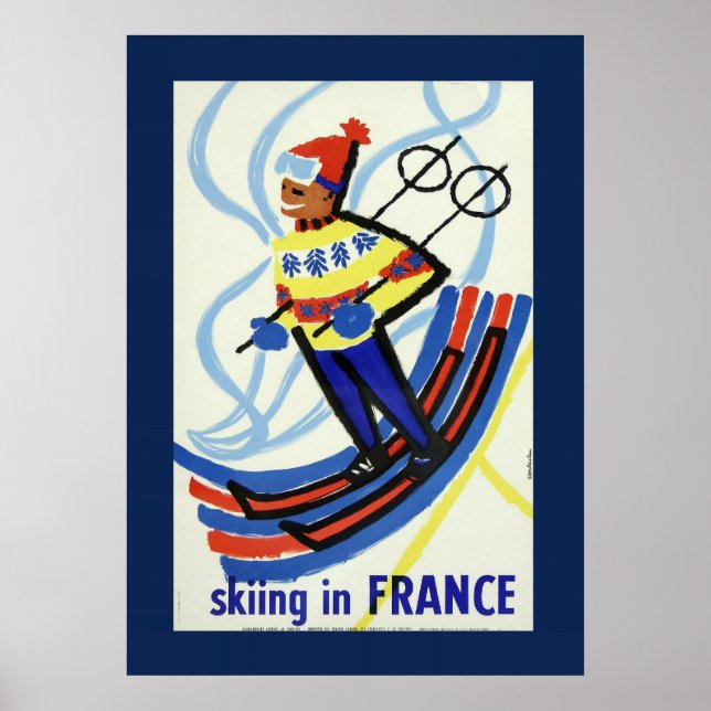 Poster de voyage du ski vintage en France (Devant)