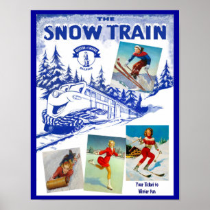 Poster de voyage du train de neige Boston & Maine