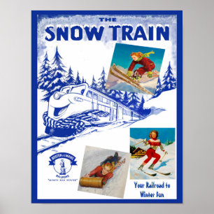 Poster de voyage du train de neige Boston & Maine