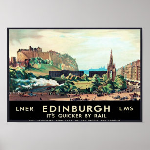 Poster de voyage Edimbourg vintage Écosse