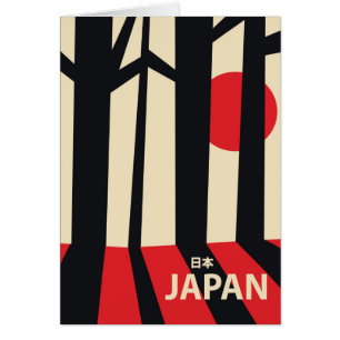 Poster de voyage en forêt vintage du Japon.