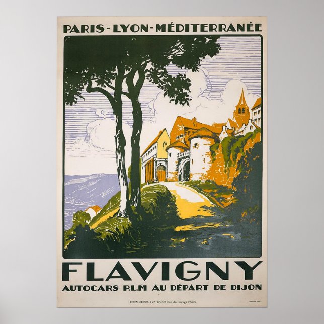 Poster de voyage français Flavigny vintage 1930 (Devant)