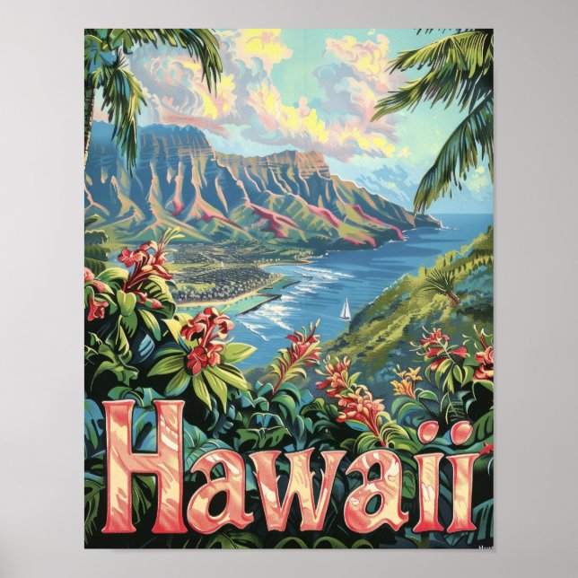 Poster de voyage Hawaii Art Imprimer Poster (Devant)
