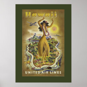 Poster de voyage Hawaiian vintage