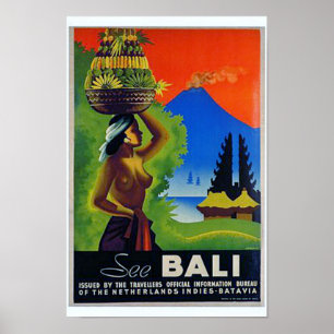 Poster de voyage Indonésie vintage Bali