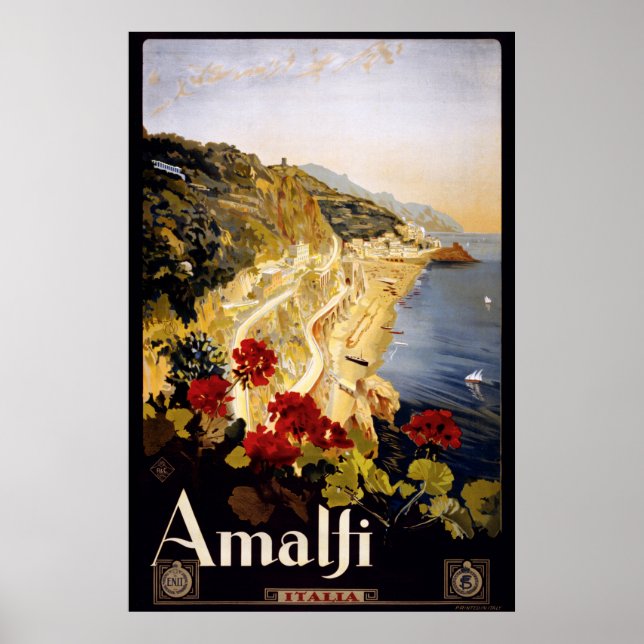 Poster de voyage italien Vintage Amalfi (Devant)